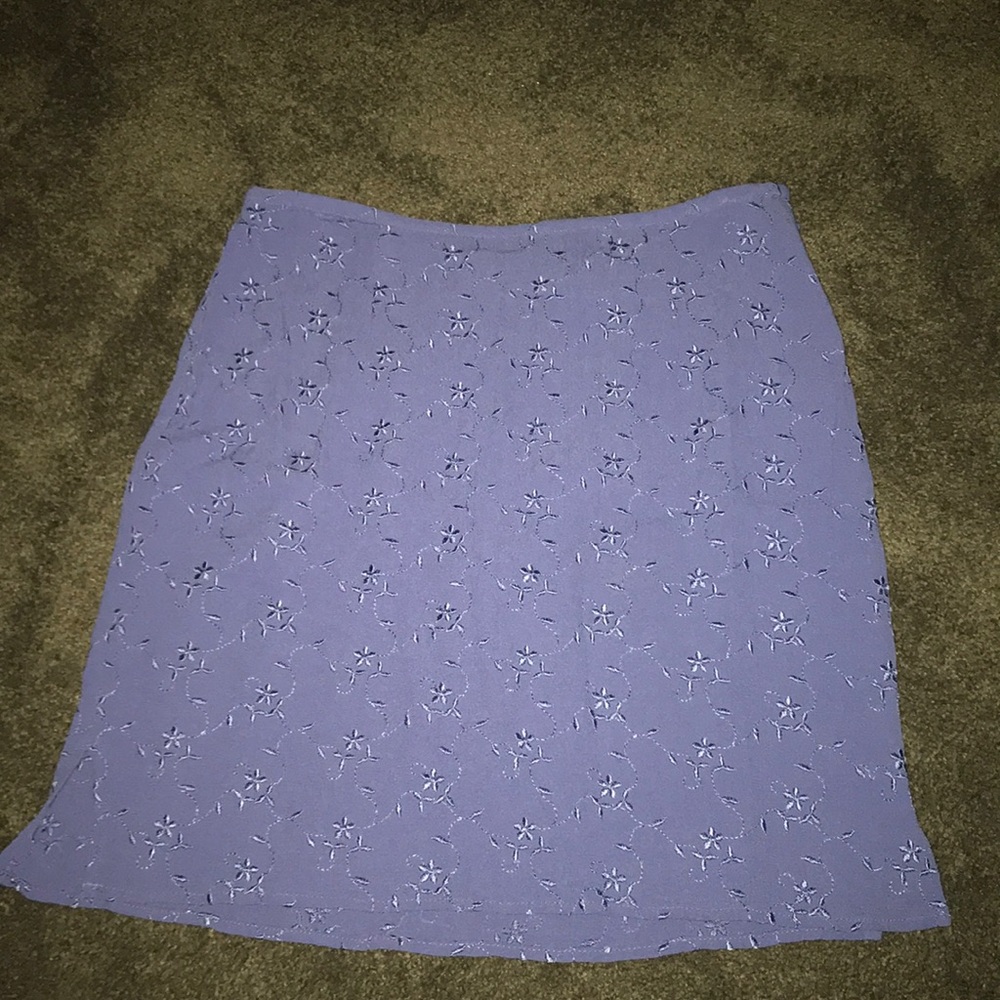 purple embroidered linen skirt